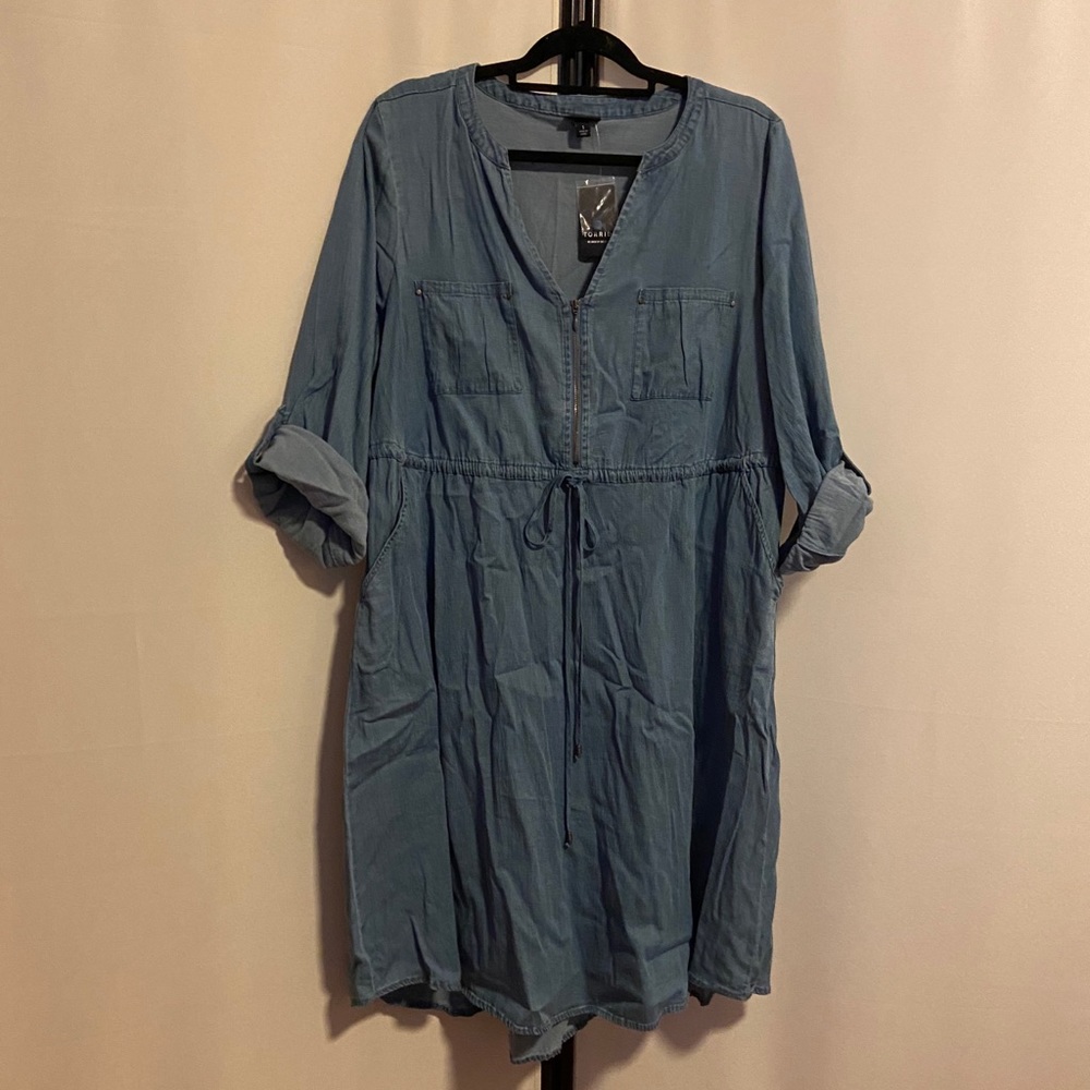NWT Torrid Chambray Zipfront Shirtdress Size 1